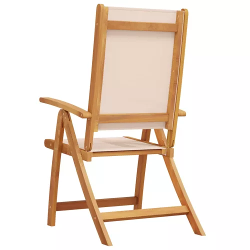  2 db tömör akácfa és textilén összecsukható kerti szék