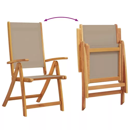  2 db tömör akácfa és textilén összecsukható kerti szék