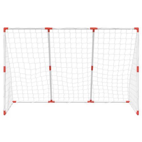  2 az 1-ben fehér gyerekfocikapu labdákkal 184 x 64 x 124 cm