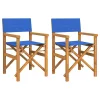  2 db kék tömör tíkfa összecsukható rendezői szék