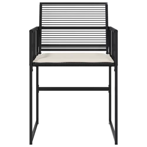  4 db fekete polyrattan kerti szék párnával