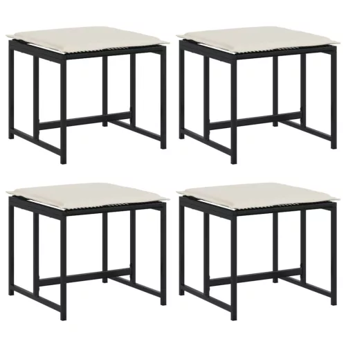  4 db fekete polyrattan kerti szék párnákkal