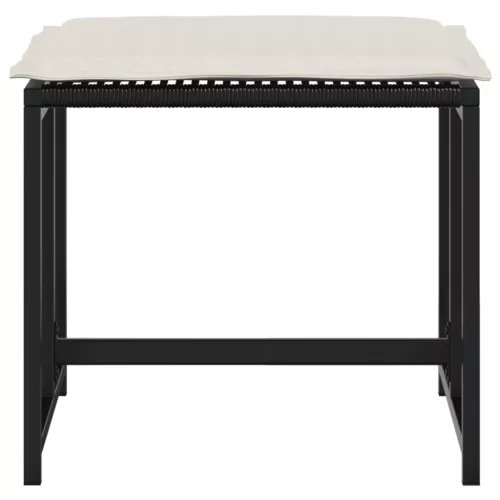  4 db fekete polyrattan kerti szék párnákkal