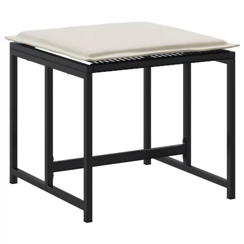  4 db fekete polyrattan kerti szék párnákkal