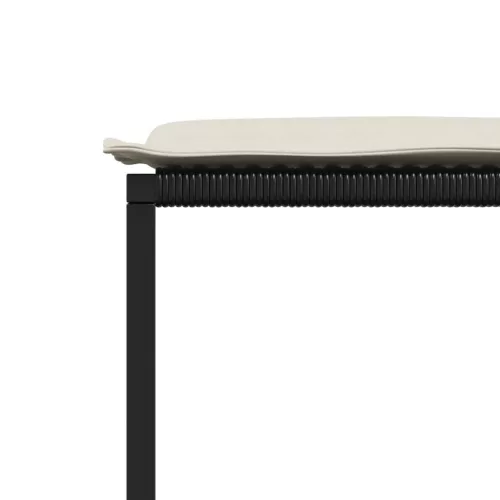  4 db fekete polyrattan kerti szék párnákkal