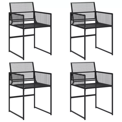  4 db fekete polyrattan kerti szék