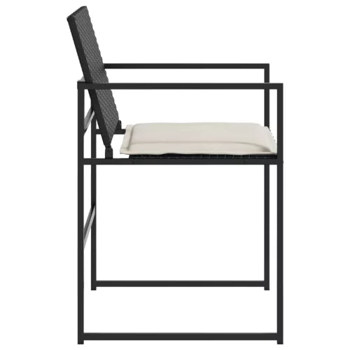  4 db fekete polyrattan kerti szék párnával