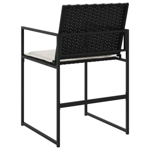  4 db fekete polyrattan kerti szék párnával