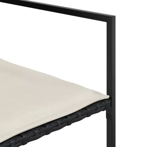  4 db fekete polyrattan kerti szék párnával