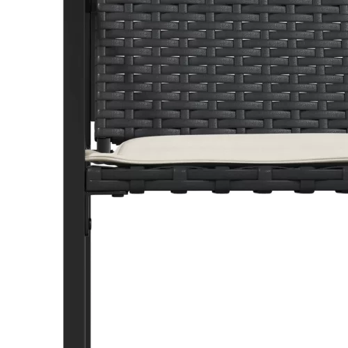  4 db fekete polyrattan kerti szék párnával