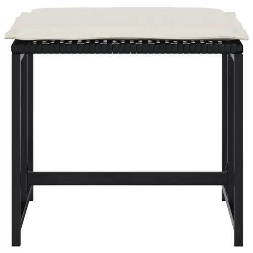  4 db fekete polyrattan kerti szék párnákkal