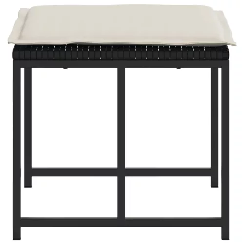  4 db fekete polyrattan kerti szék párnákkal