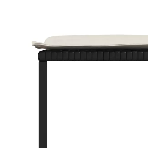  4 db fekete polyrattan kerti szék párnákkal