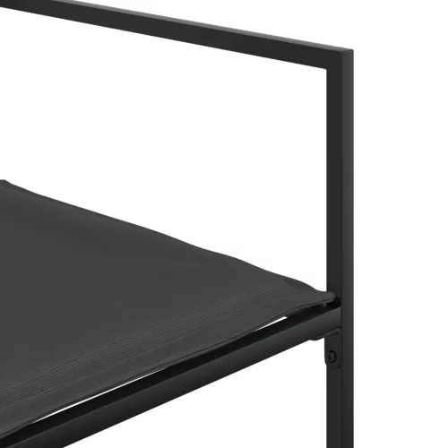  4 db fekete acél és textilén kerti szék párnákkal