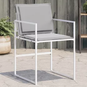  4 db fehér acél és textilén kerti szék párnákkal