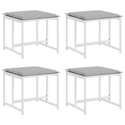  4 db fehér acél és textilén kerti ülőke párnákkal