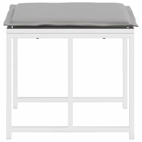  4 db fehér acél és textilén kerti ülőke párnákkal