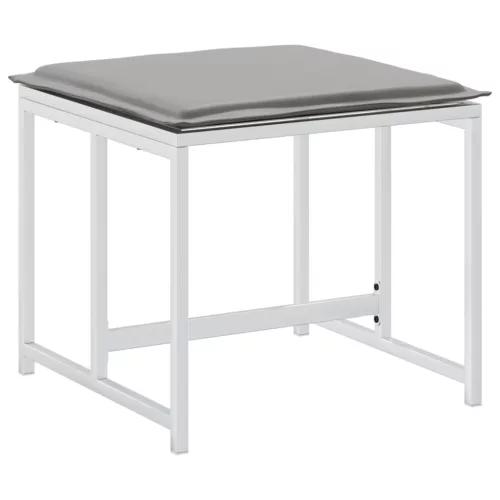  4 db fehér acél és textilén kerti ülőke párnákkal