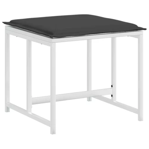  4 db fehér acél és textilén kerti ülőke párnákkal