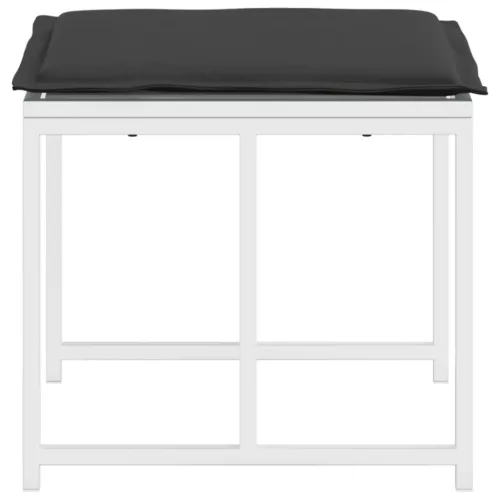  4 db fehér acél és textilén kerti ülőke párnákkal