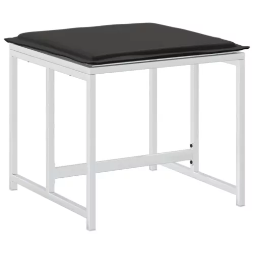  4 db fehér acél és textilén kerti ülőke párnákkal