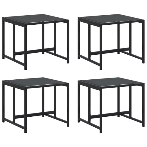  4 db fekete acél és textilén kerti ülőke