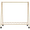  bambusz ruhaállvány polcokkal és kerekekkel 103 x 40 x 183 cm