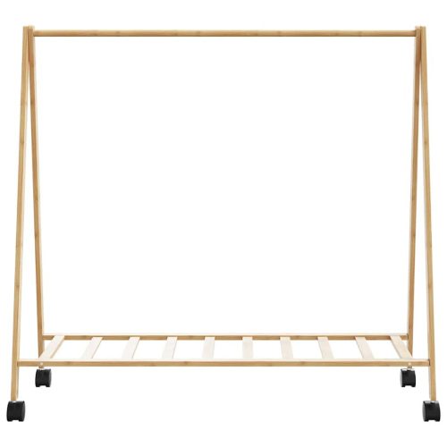  bambusz ruhaállvány polcokkal és kerekekkel 103 x 40 x 183 cm
