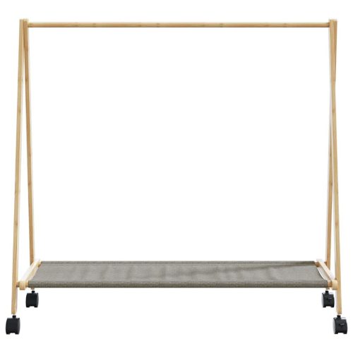  bambusz ruhaállvány polcokkal és kerekekkel 103 x 40 x 183 cm
