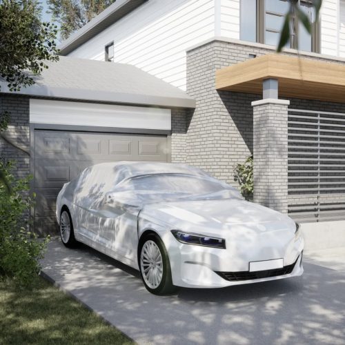  ezüstszínű fél autóhuzat kampókkal XL