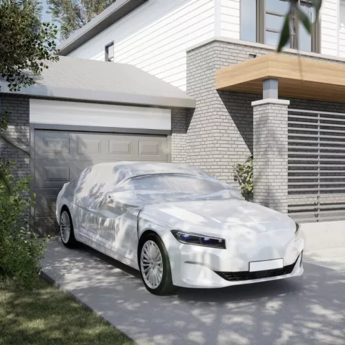  ezüstszínű PEVA fél autóhuzat kampókkal M