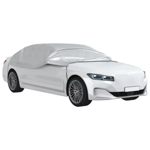  ezüstszínű PEVA fél autóhuzat kampókkal M