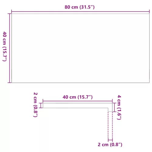  ablakpárkányok 2 db kezeletlen 80x40x2 cm tömör fa tölgyfa
