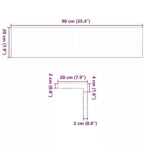  ablakpárkányok 2 db világosbarna 90x20x2 cm tömör fa tölgyfa