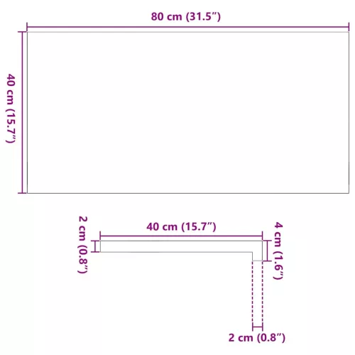  ablakpárkányok 2 db kezeletlen 80x40x2 cm tömör fa tölgyfa