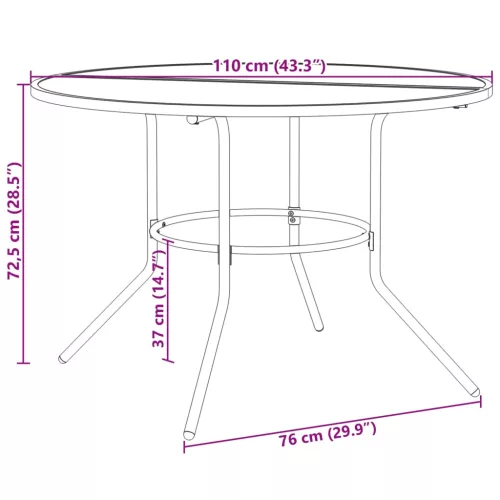  antracit porszórt acél kerek teraszasztal Ø110x72,5 cm