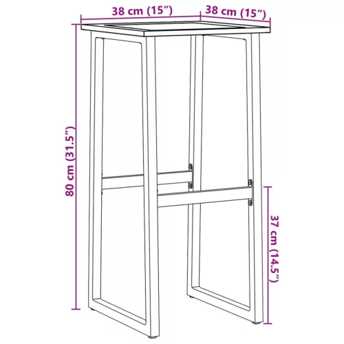  2 db fekete porszórt acél bárszék 38 x 38 x 80 cm
