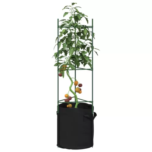  2 db acél és PP paradicsom ketrec növényzsákkal 116 cm
