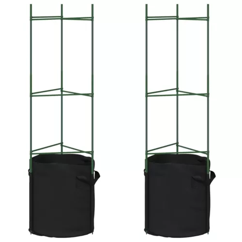  2 db acél és PP paradicsom ketrec növényzsákkal 116 cm