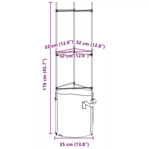  2 db acél és PP paradicsom ketrec növényzsákkal 116 cm
