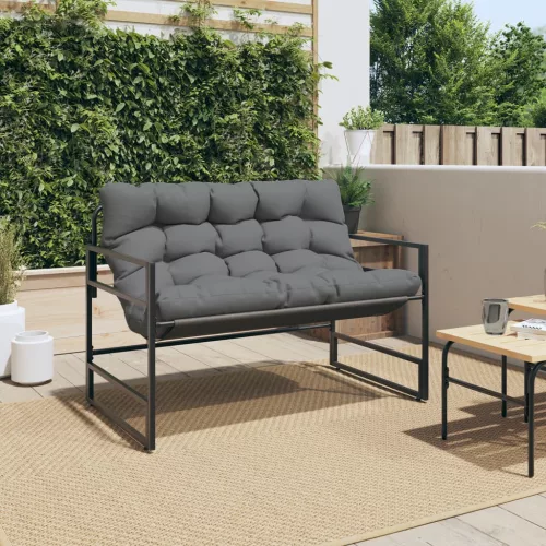  antracitszürke acél kerti pad párnával 113 cm