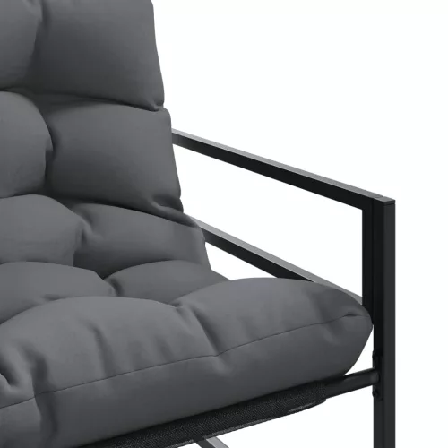  antracitszürke acél kerti pad párnával 113 cm