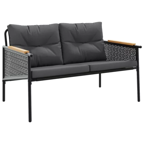  fekete acél kerti pad párnákkal 116 cm