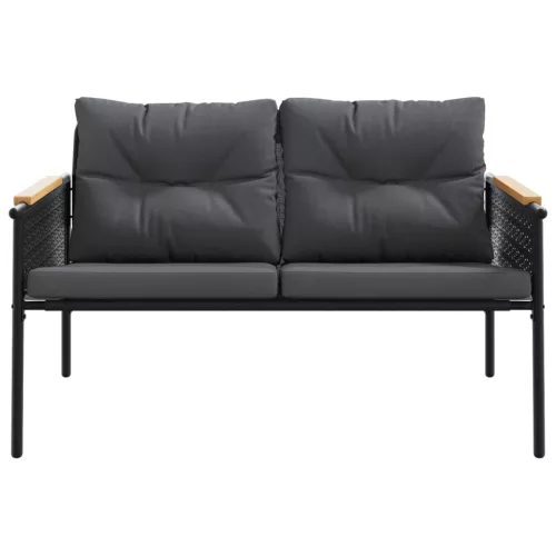  fekete acél kerti pad párnákkal 116 cm