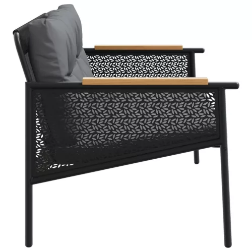  fekete acél kerti pad párnákkal 116 cm