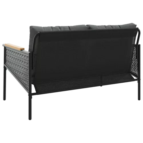  fekete acél kerti pad párnákkal 116 cm
