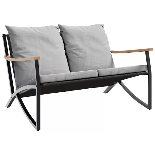  fekete acél kerti pad párnákkal 120 cm