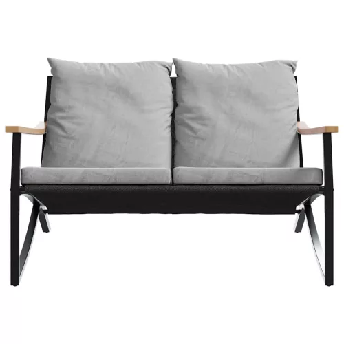  fekete acél kerti pad párnákkal 120 cm