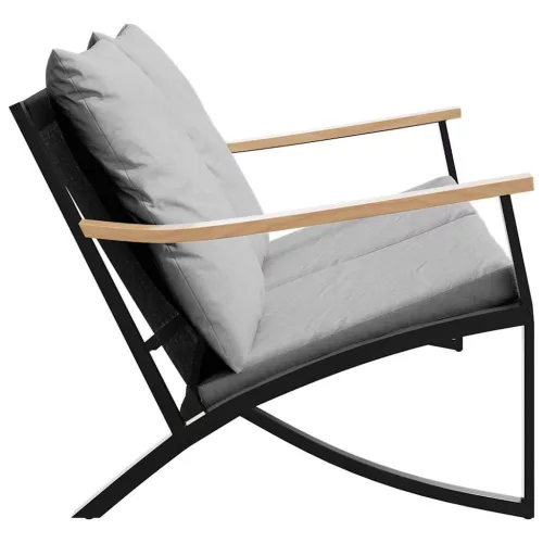  fekete acél kerti pad párnákkal 120 cm