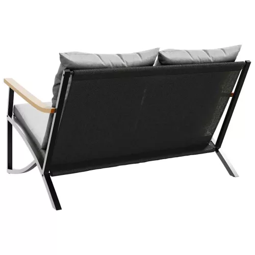  fekete acél kerti pad párnákkal 120 cm